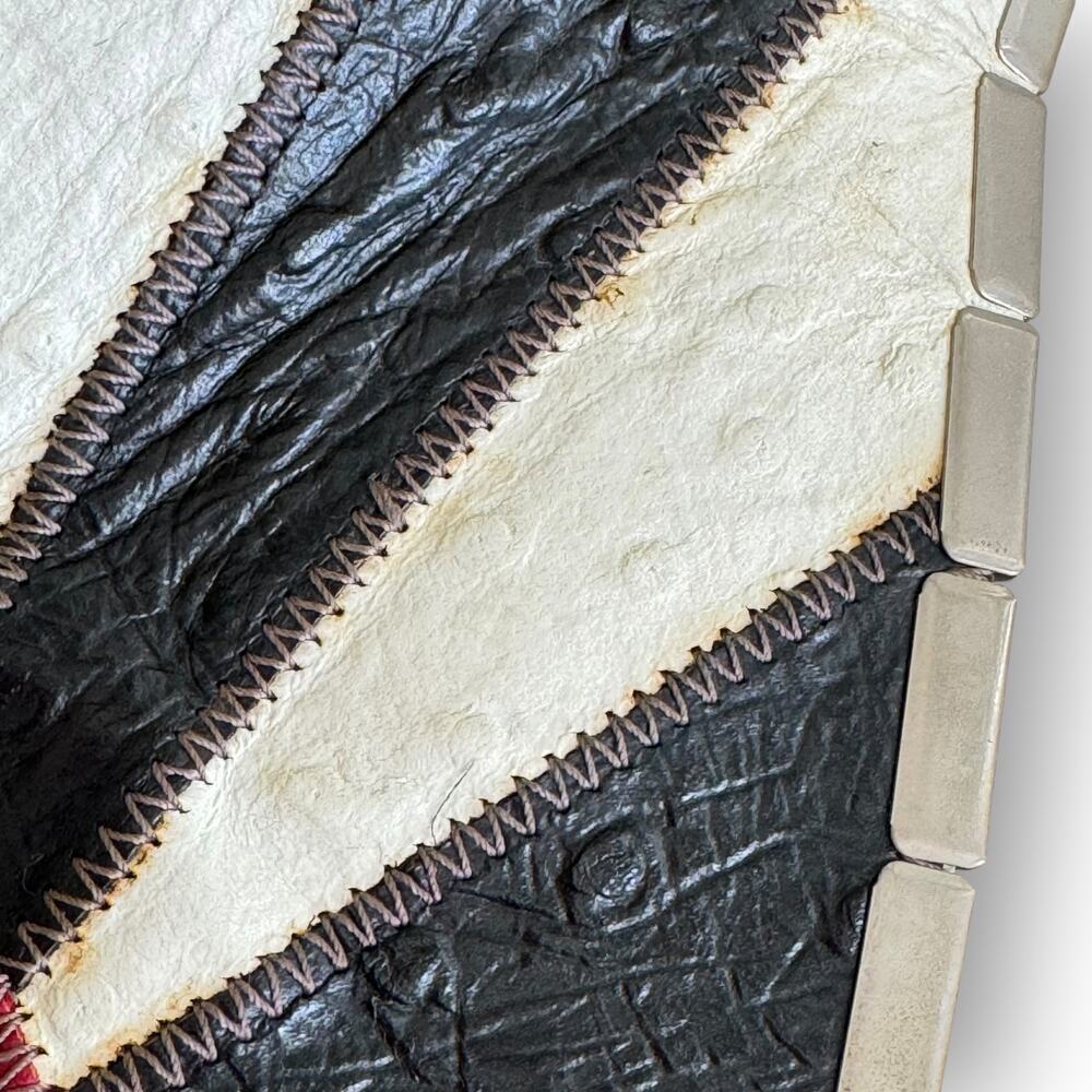 Anna Konya White Artisan Cinch Belt Star Patchwork Leather Chain Closure Vintage - Picture 14 of 16